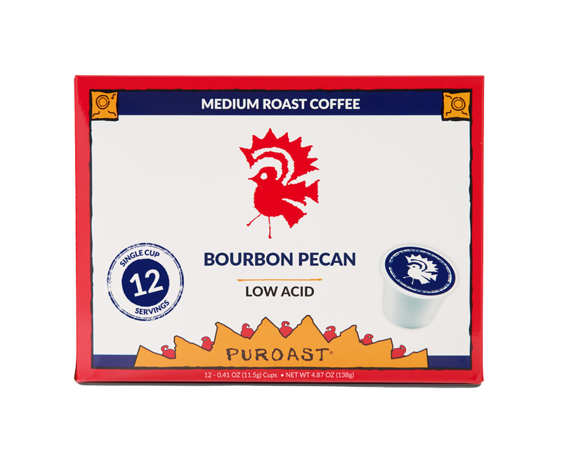 Best flavored coffee K-Cups — Puroast Bourbon Pecan low acid pods | Puroast